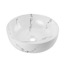 Load image into Gallery viewer, 16.3 Inch Round Ceramic Bathroom Vessel Sink with Modern Pattern
