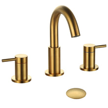 Load image into Gallery viewer, 8 Inch Brushed Gold Bathroom Faucet with Overflow Pop-Up Drain
