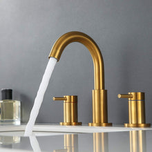 Load image into Gallery viewer, 8 Inch Brushed Gold Bathroom Faucet with Overflow Pop-Up Drain
