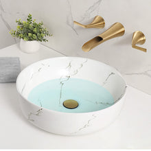 Load image into Gallery viewer, 16.3 Inch Round Ceramic Bathroom Vessel Sink with Modern Pattern
