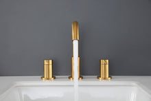 Load image into Gallery viewer, 8 Inch Brushed Gold Bathroom Faucet with Overflow Pop-Up Drain
