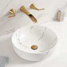 Load image into Gallery viewer, 16.3 Inch Round Ceramic Bathroom Vessel Sink with Modern Pattern
