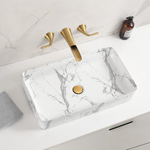 Load image into Gallery viewer, 23.6 Inch Rectangular Ceramic Bathroom Vessel Sink with Modern Pattern
