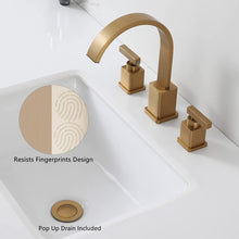 Load image into Gallery viewer, Brushed Gold Bathroom Faucet with Overflow Pop-Up Drain
